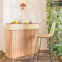 Maisons Du Monde Chaises Et Tabourets De Bar Chaise De Bar En Rotin Et Métal Noir H77 -Bancs Soldes chaise de bar en rotin et metal noir h77 1000 5 21 219781 5