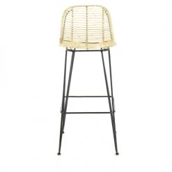Zago Chaises Et Tabourets De Bar Chaise De Bar En Rotin Naturel Et Pieds épingles Métal