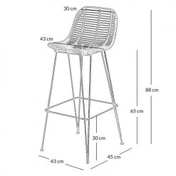 Zago Chaises Et Tabourets De Bar Chaise De Bar En Rotin Naturel Et Pieds épingles Métal -Bancs Soldes chaise de bar en rotin naturel et pieds epingles metal 5