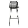 Zago Chaises Et Tabourets De Bar Chaise De Bar En Rotin Noir Et Pieds épingles Métal
