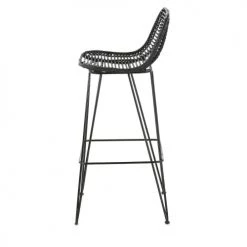 Zago Chaises Et Tabourets De Bar Chaise De Bar En Rotin Noir Et Pieds épingles Métal -Bancs Soldes chaise de bar en rotin noir et pieds epingles metal 2