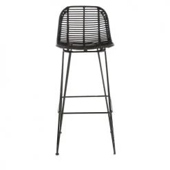 Zago Chaises Et Tabourets De Bar Chaise De Bar En Rotin Noir Et Pieds épingles Métal