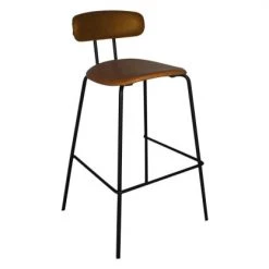 Meubles & Design Chaises Et Tabourets De Bar Chaise De Bar En Simili Et Métal Noir Camel