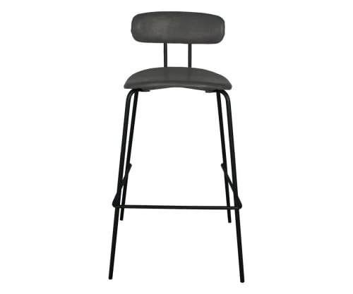 Meubles & Design Chaises Et Tabourets De Bar Chaise De Bar En Simili Et Métal Noir Gris 4 Meubles & Design Chaises Et Tabourets De Bar Chaise De Bar En Simili Et Métal Noir Gris – Image 2