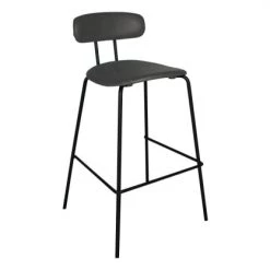 Meubles & Design Chaises Et Tabourets De Bar Chaise De Bar En Simili Et Métal Noir Gris