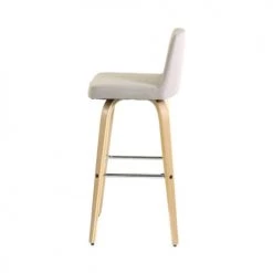 Zago Chaises Et Tabourets De Bar Chaise De Bar En Tissu Beige Piétement Bois Clair -Bancs Soldes chaise de bar en tissu beige pietement bois clair 2