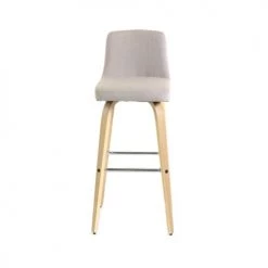 Zago Chaises Et Tabourets De Bar Chaise De Bar En Tissu Beige Piétement Bois Clair