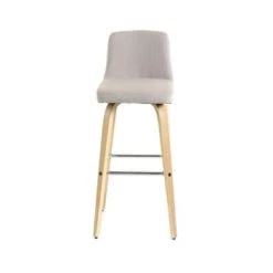 Zago Chaises Et Tabourets De Bar Chaise De Bar Imitation Cuir Noir Piètement Plaqué Chêne H77cm -Bancs Soldes chaise de bar en tissu beige pietement bois clair 5