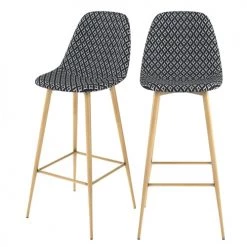 Rendez Vous Déco Chaises Et Tabourets De Bar Chaise De Bar En Tissu Blanc Et Noir 72 Cm (lot De 2)