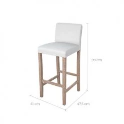 Rendez Vous Déco Chaises Et Tabourets De Bar Chaise De Bar En Tissu Blanc Et Pieds En Bois 75 Cm (lot De 2) -Bancs Soldes chaise de bar en tissu blanc et pieds en bois 75 cm lot de 2 2