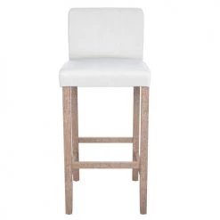Rendez Vous Déco Chaises Et Tabourets De Bar Chaise De Bar En Tissu Blanc Et Pieds En Bois 75 Cm (lot De 2) -Bancs Soldes chaise de bar en tissu blanc et pieds en bois 75 cm lot de 2 4