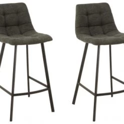 Hellin Chaises Et Tabourets De Bar Chaise De Bar En Tissu Et En Métal Noir ( Lot De 2)