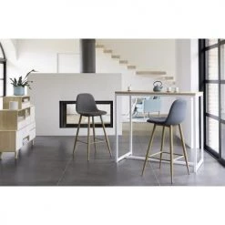Maisons Du Monde Chaises Et Tabourets De Bar Chaise De Bar En Tissu Gris Anthracite H72 -Bancs Soldes chaise de bar en tissu gris anthracite h72 1000 14 8 174791 4