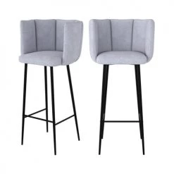 Rendez Vous Déco Chaises Et Tabourets De Bar Chaise De Bar En Tissu Gris Clair 75 Cm (lot De 2)