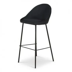 Zago Chaises Et Tabourets De Bar Chaise De Bar En Tissu Gris Foncé Et Pieds Métal -Bancs Soldes chaise de bar en tissu gris fonce et pieds metal 5