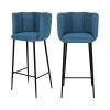 Rendez Vous Déco Chaises Et Tabourets De Bar Chaise De Bar En Velours Bleu 75 Cm (lot De 2) -Bancs Soldes chaise de bar en velours bleu 75 cm lot de 2