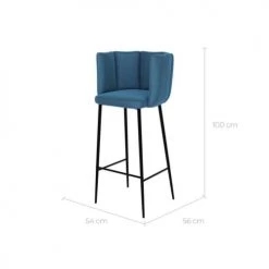 Rendez Vous Déco Chaises Et Tabourets De Bar Chaise De Bar En Velours Bleu 75 Cm (lot De 2) -Bancs Soldes chaise de bar en velours bleu 75 cm lot de 2 2