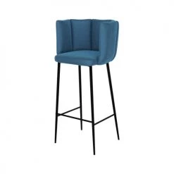 Rendez Vous Déco Chaises Et Tabourets De Bar Chaise De Bar En Velours Bleu 75 Cm (lot De 2) -Bancs Soldes chaise de bar en velours bleu 75 cm lot de 2 4