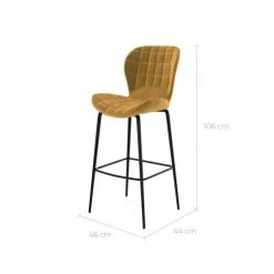 Rendez Vous Déco Chaises Et Tabourets De Bar Chaise De Bar En Velours Jaune Curry 75 Cm (lot De 2) -Bancs Soldes chaise de bar en velours jaune curry 75 cm lot de 2 2