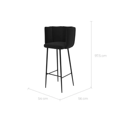 Rendez Vous Déco Chaises Et Tabourets De Bar Chaise De Bar En Velours Noir 75 Cm (lot De 2) 5 Rendez Vous Déco Chaises Et Tabourets De Bar Chaise De Bar En Velours Noir 75 Cm (lot De 2) – Image 3