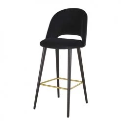 Maisons Du Monde Chaises Et Tabourets De Bar Chaise De Bar En Velours Pieds En Bois De Frêne Massif Noirs H82