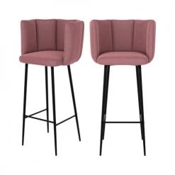 Rendez Vous Déco Chaises Et Tabourets De Bar Chaise De Bar En Velours Rose 75 Cm (lot De 2)