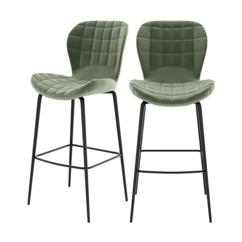 Rendez Vous Déco Chaises Et Tabourets De Bar Chaise De Bar En Velours Vert 75 Cm (lot De 2) 3 Rendez Vous Déco Chaises Et Tabourets De Bar Chaise De Bar En Velours Vert 75 Cm (lot De 2)