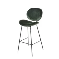 Maisons Du Monde Chaises Et Tabourets De Bar Chaise De Bar En Velours Ocre Et Métal Noir H73 -Bancs Soldes chaise de bar en velours vert et metal noir h73 luna 1000 10 34 197941 1 1