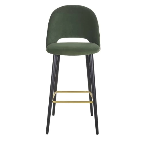 Maisons Du Monde Chaises Et Tabourets De Bar Chaise De Bar En Velours Vert Pieds En Bois De Frêne Massif H82 4 Maisons Du Monde Chaises Et Tabourets De Bar Chaise De Bar En Velours Vert Pieds En Bois De Frêne Massif H82 – Image 2