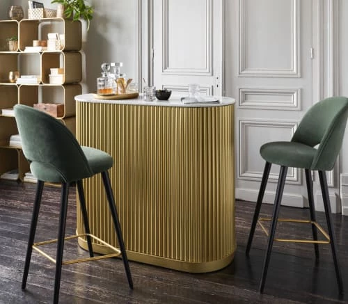Maisons Du Monde Chaises Et Tabourets De Bar Chaise De Bar En Velours Vert Pieds En Bois De Frêne Massif H82 7 Maisons Du Monde Chaises Et Tabourets De Bar Chaise De Bar En Velours Vert Pieds En Bois De Frêne Massif H82 – Image 5