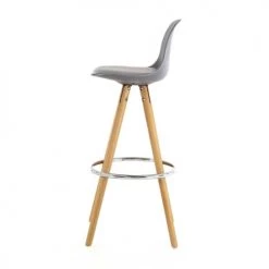 Zago Chaises Et Tabourets De Bar Chaise De Bar Grise à Coque Piétement Chêne -Bancs Soldes chaise de bar grise a coque pietement chene 3