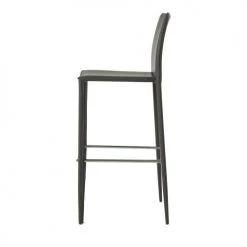 Zago Chaises Et Tabourets De Bar Chaise De Bar Grise En Cuir Reconstitué -Bancs Soldes chaise de bar grise en cuir reconstitue 3