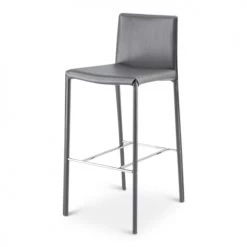 Zago Chaises Et Tabourets De Bar Chaise De Bar Grise En Cuir Reconstitué -Bancs Soldes chaise de bar grise en cuir reconstitue 5