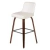 Zago Chaises Et Tabourets De Bar Chaise De Bar Imitation Cuir Blanc Piètement Plaqué Noyer H77cm -Bancs Soldes chaise de bar imitation cuir blanc pietement plaque noyer h77cm