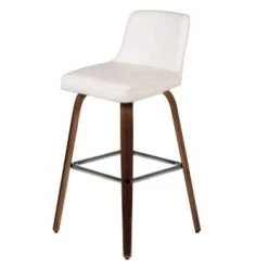 Zago Chaises Et Tabourets De Bar Chaise De Bar Noire Imitation Cuir Et Pieds Bois Foncé -Bancs Soldes chaise de bar imitation cuir blanc pietement plaque noyer h77cm 5