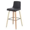 Zago Chaises Et Tabourets De Bar Chaise De Bar Imitation Cuir Noir Piètement Plaqué Chêne H77cm
