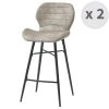 Moloo Chaises Et Tabourets De Bar Chaise De Bar Industrielle Vintage Marron Clair/métal Noir (x2) -Bancs Soldes chaise de bar industrielle vintage marron clair metal noir x2