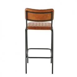 Maisons Du Monde Chaises Et Tabourets De Bar Chaise De Bar Matelassée En Cuir De Buffle Marron Et Métal Noir H69 -Bancs Soldes chaise de bar matelassee en cuir de buffle marron et metal noir h69 1000 8 26 199163 3