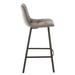 LANADECO Chaises Et Tabourets De Bar Chaise De Bar Métal Et Textile Gris H95cm -Bancs Soldes chaise de bar metal et textile gris h95cm 2
