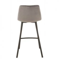LANADECO Chaises Et Tabourets De Bar Chaise De Bar Métal Et Textile Gris H95cm -Bancs Soldes chaise de bar metal et textile gris h95cm 3