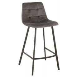 LANADECO Chaises Et Tabourets De Bar Chaise De Bar Métal Et Textile Gris H95cm -Bancs Soldes chaise de bar metal et textile gris h95cm 4
