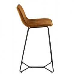 LANADECO Chaises Et Tabourets De Bar Chaise De Bar Métal Et Textile Ocre -Bancs Soldes chaise de bar metal et textile ocre 4