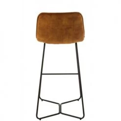 LANADECO Chaises Et Tabourets De Bar Chaise De Bar Métal Et Textile Ocre -Bancs Soldes chaise de bar metal et textile ocre 5