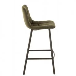 LANADECO Chaises Et Tabourets De Bar Chaise De Bar Métal Et Textile Vert H95cm -Bancs Soldes chaise de bar metal et textile vert h95cm 3