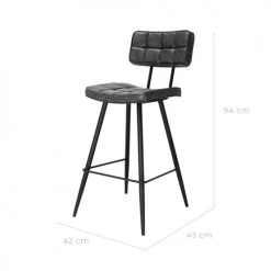 Rendez Vous Déco Chaises Et Tabourets De Bar Chaise De Bar Mi-hauteur 65 Cm Capitonnée Gris/noir (x2) -Bancs Soldes chaise de bar mi hauteur 65 cm capitonnee gris noir x2 2