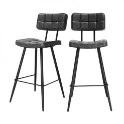 Rendez Vous Déco Chaises Et Tabourets De Bar Chaise De Bar Mi-hauteur 65 Cm Capitonnée Gris/noir (x2)
