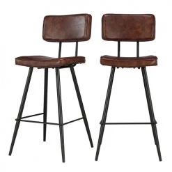 Rendez Vous Déco Chaises Et Tabourets De Bar Chaise De Bar Mi-hauteur 65 Cm Cuir Synthétique Marron (x2)