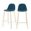 Rendez Vous Déco Chaises Et Tabourets De Bar Chaise De Bar Mi-hauteur 65 Cm En Cuir Synthétique Bleu (x2) -Bancs Soldes chaise de bar mi hauteur 65 cm en cuir synthetique bleu x2
