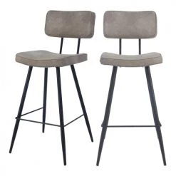 Rendez Vous Déco Chaises Et Tabourets De Bar Chaise De Bar Mi-hauteur 65 Cm En Cuir Synthétique Gris (x2)