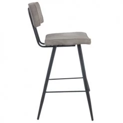Rendez Vous Déco Chaises Et Tabourets De Bar Chaise De Bar Mi-hauteur 65 Cm En Cuir Synthétique Gris (x2) -Bancs Soldes chaise de bar mi hauteur 65 cm en cuir synthetique gris x2 5